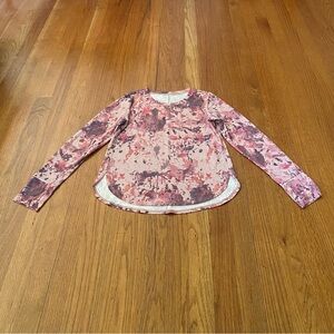 Zella Girls Pink Multi Splatter Long Sleeve with Thumb Hole Shirt